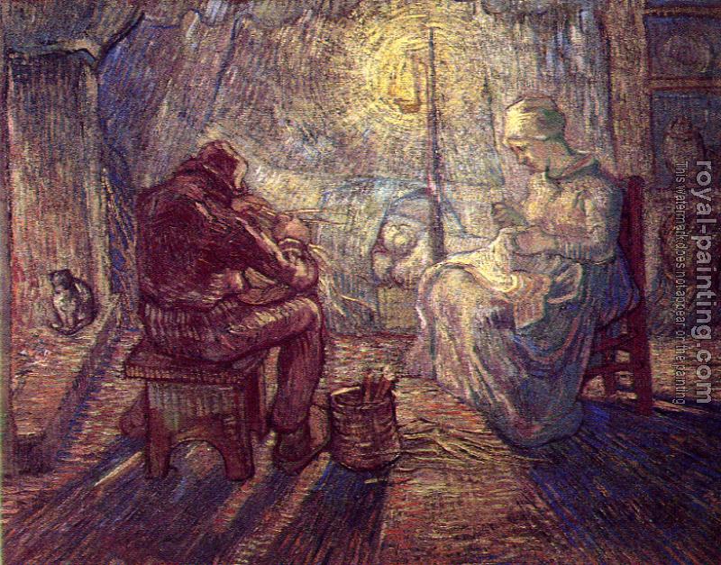 Vincent Van Gogh : The Family at Night(after Millet)